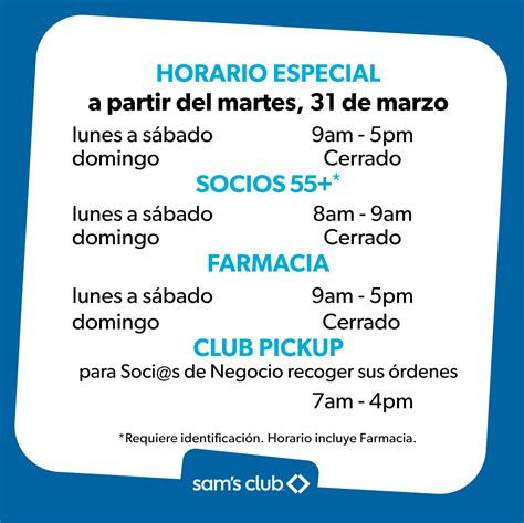 10:00 am - 6:00 pm. . Sams club horario